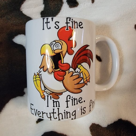 Chicken Everything is Fine Funny 11oz Ceramic Coffee Mug Tea Cup - Picture 1 of 6